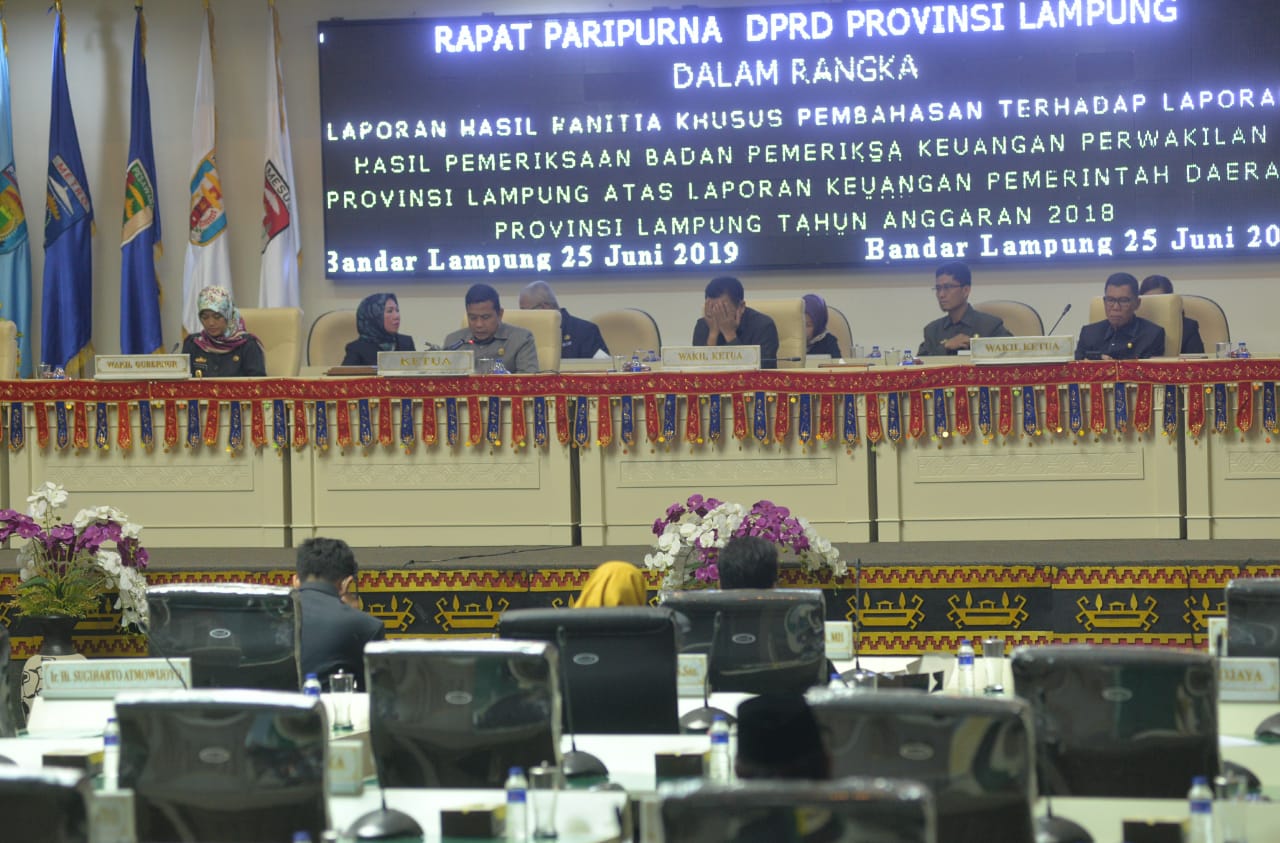 Saran DPRD atas LHP BPK 2018 untuk Pemprov Lampung