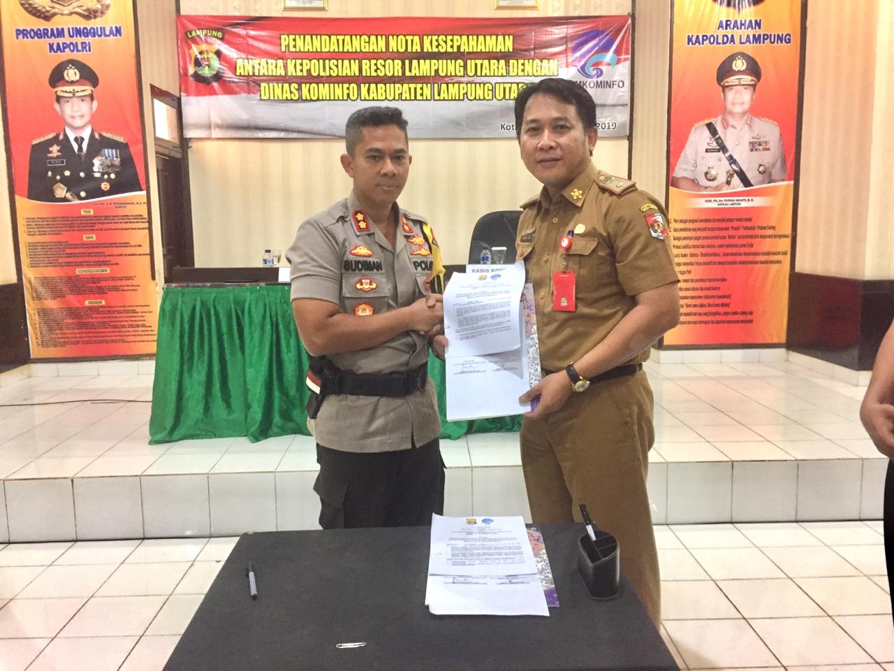 Tingkatkan Layanan Kamtibmas, Polres Lampura-Dinas Kominfo Jalin Kerjasama