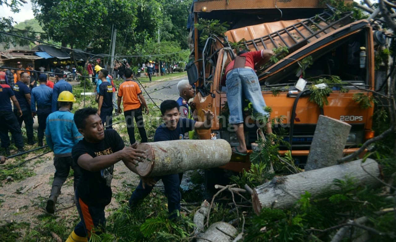 Pohon Tumbang, Empat Kendaraan Ringsek, Dua Warga Luka-luka