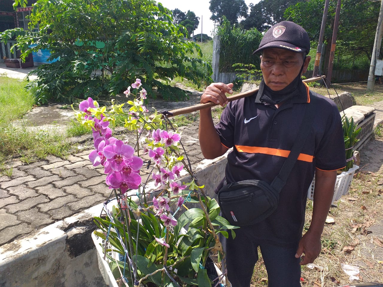 Penjual Anggrek Ini Ikhlas Tak Pulang Kampung Demi Mengais Rezeki