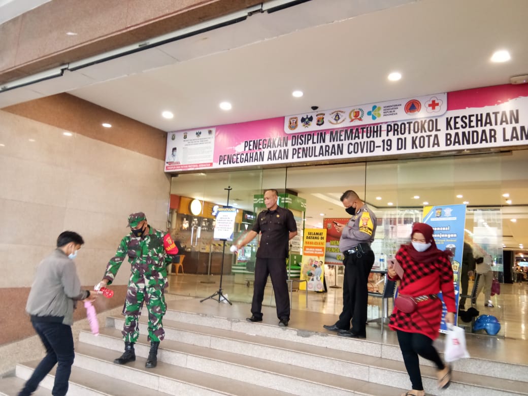 Mall Kartini Menjadi Sasaran Satgas Terpadu Penanganan Covid19 Kota Bandarlampung Laksanakan Penegakan Disipli