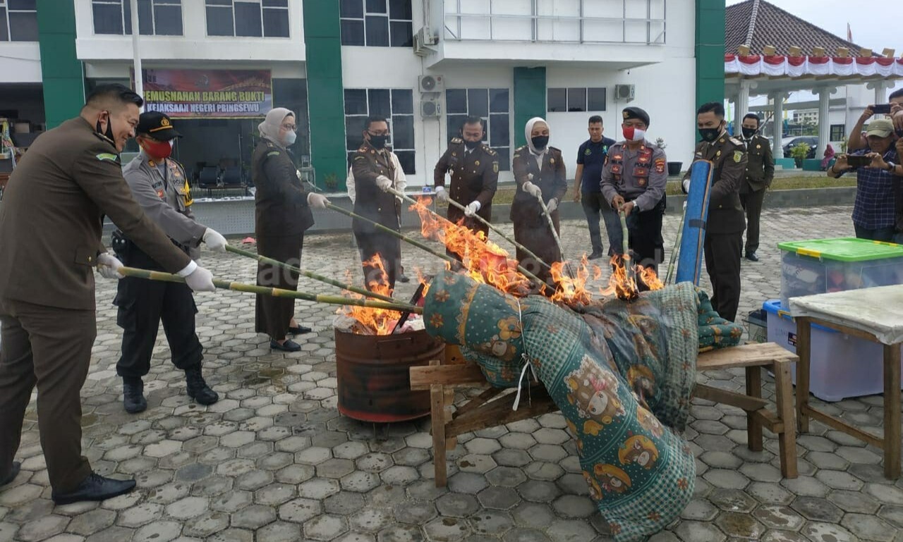 Kejari Pringsewu Musnahkan 37,1546 Gram Sabu dan Ribuan Butir Pil