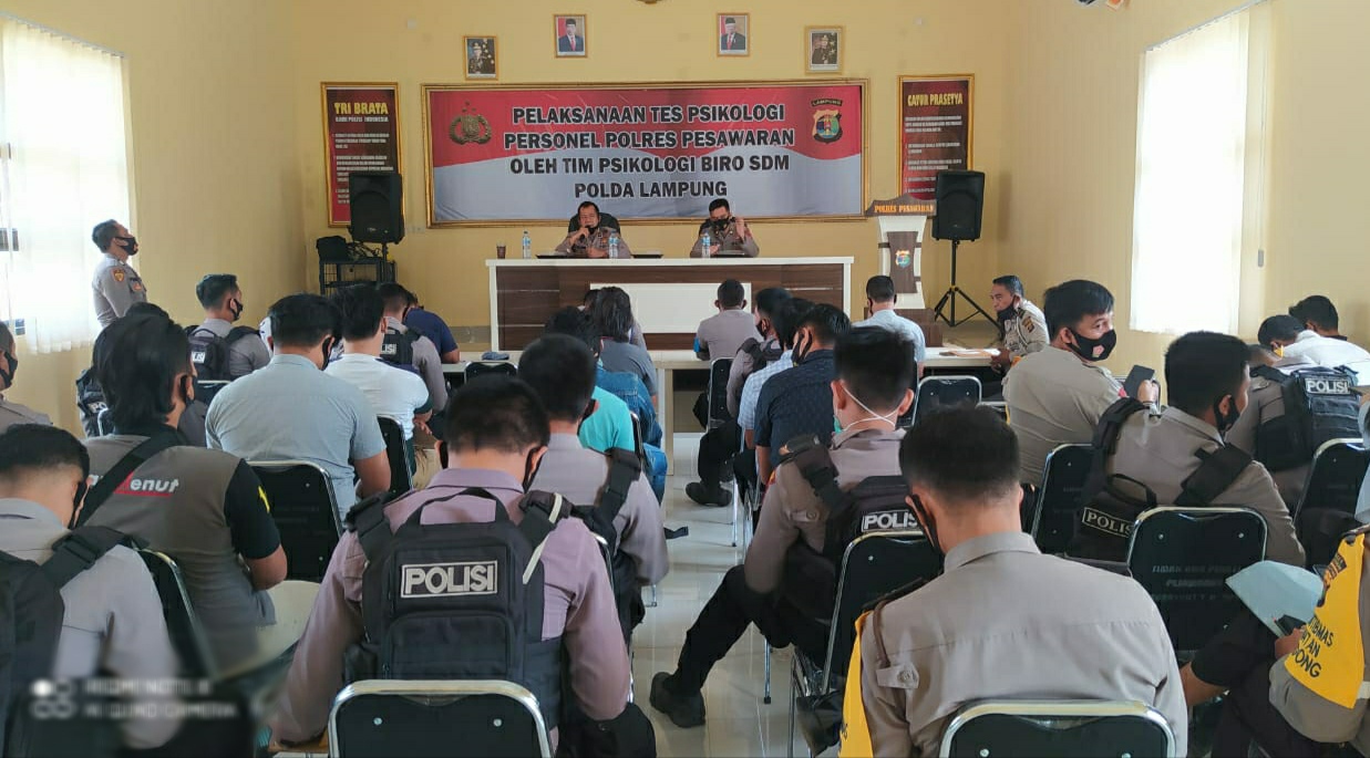 Puluhan Anggota Polres Pesawaran Tes Psikologi