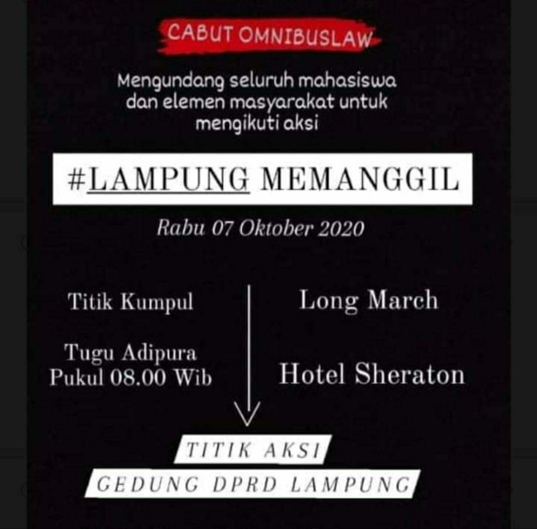Besok, Massa Datangi DPRD Lampung, Tolak UU Cipta Kerja