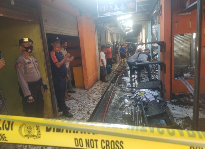 Kebakaran di Pasar Gadingrejo, Polisi Olah TKP