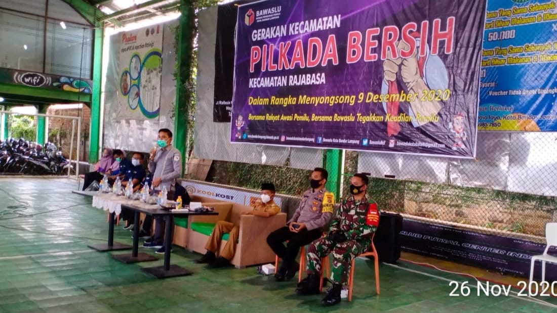 Babinsa Rajabasa Hadiri Kegiatan Sosialisasi Pilkada Bersih