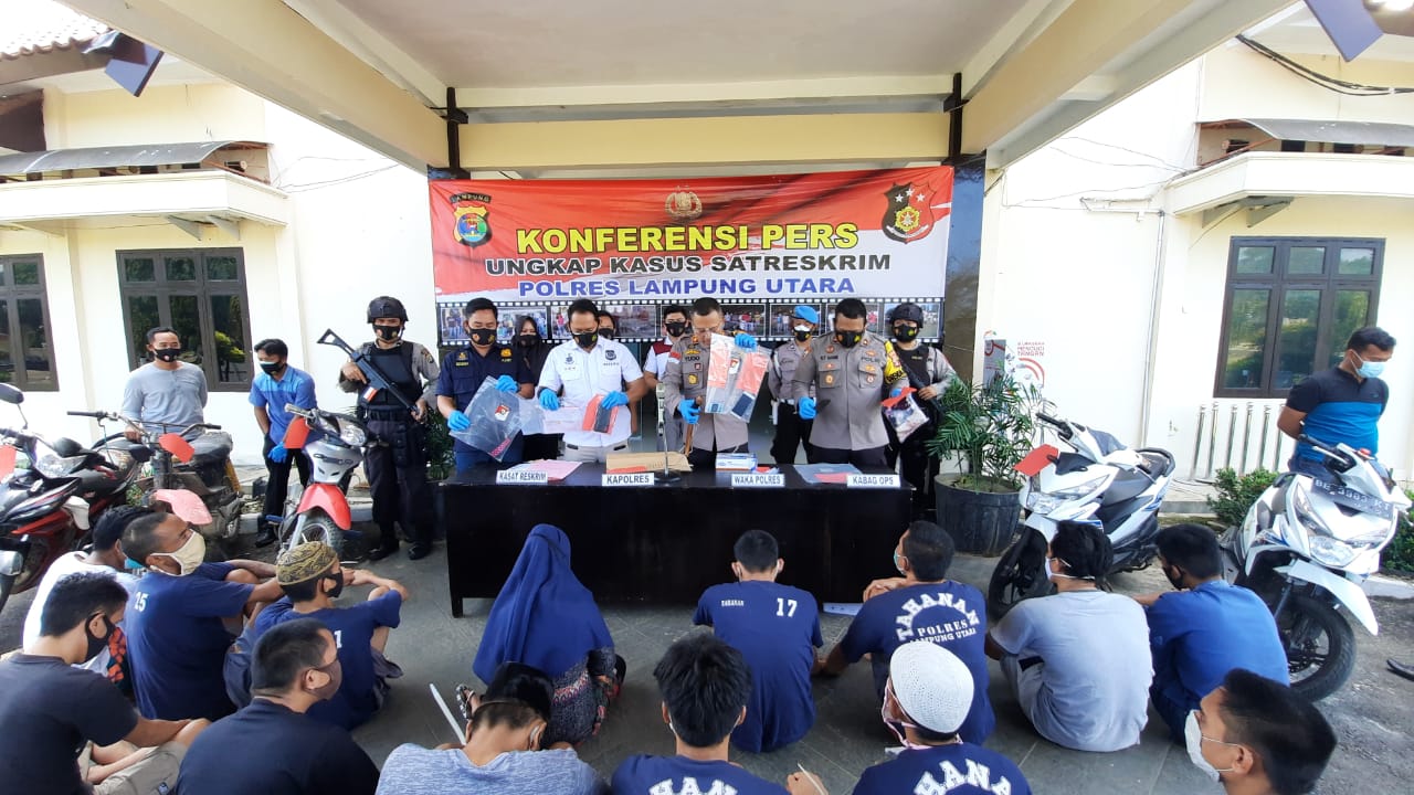 Polres Lampung Utara Ungkap 34 Kasus Kejahatan dan Mengamankan 32 Pelaku