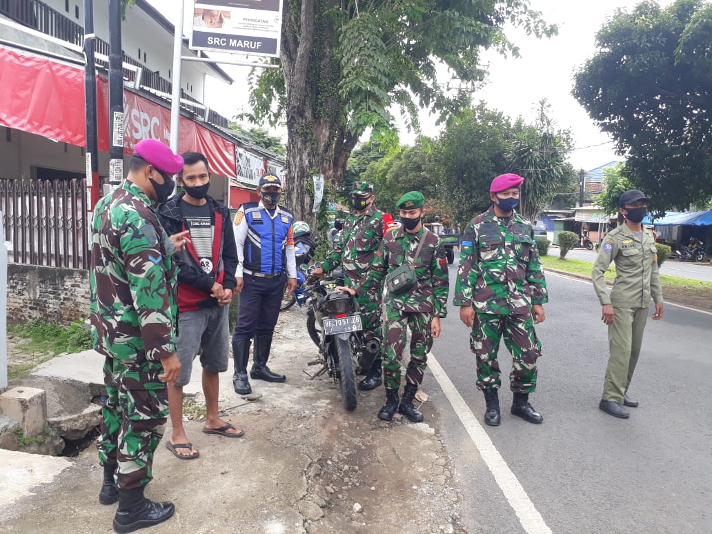 Kodim 0410/KBL Laksanakan Patroli Siang Penegakan Disiplin Prokes