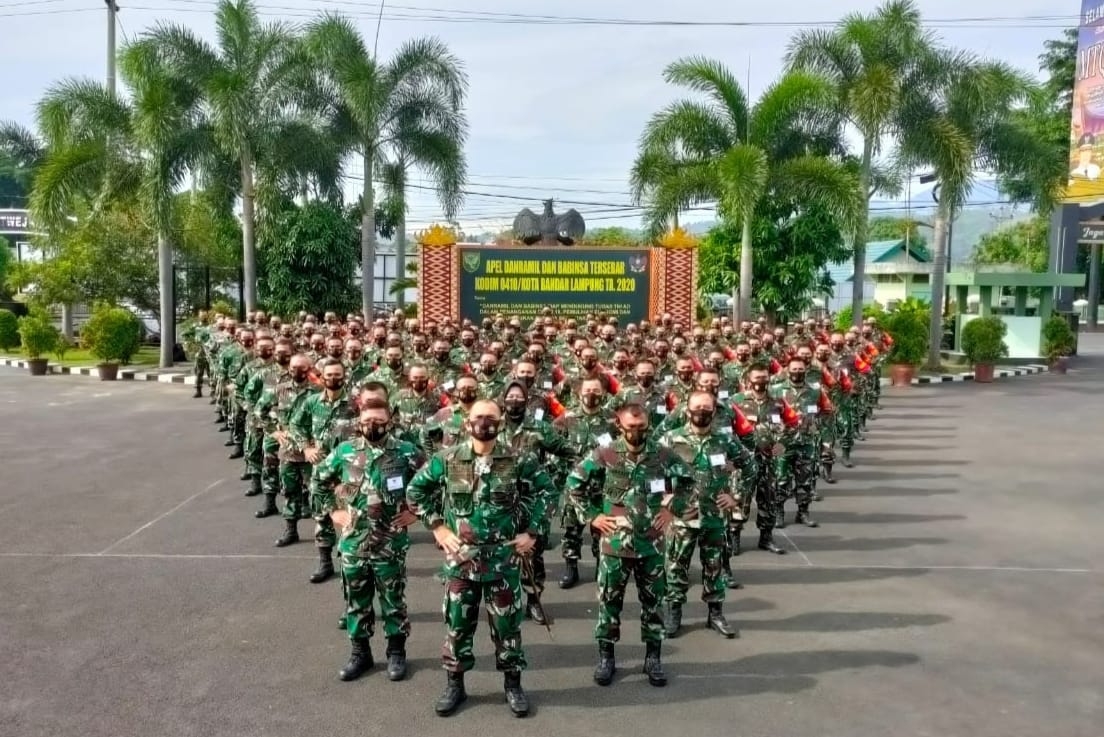 Kodim 0410/KBL Laksanakan Apel Seluruh Danramil dan Babinsa se-Kota Bandarlampung