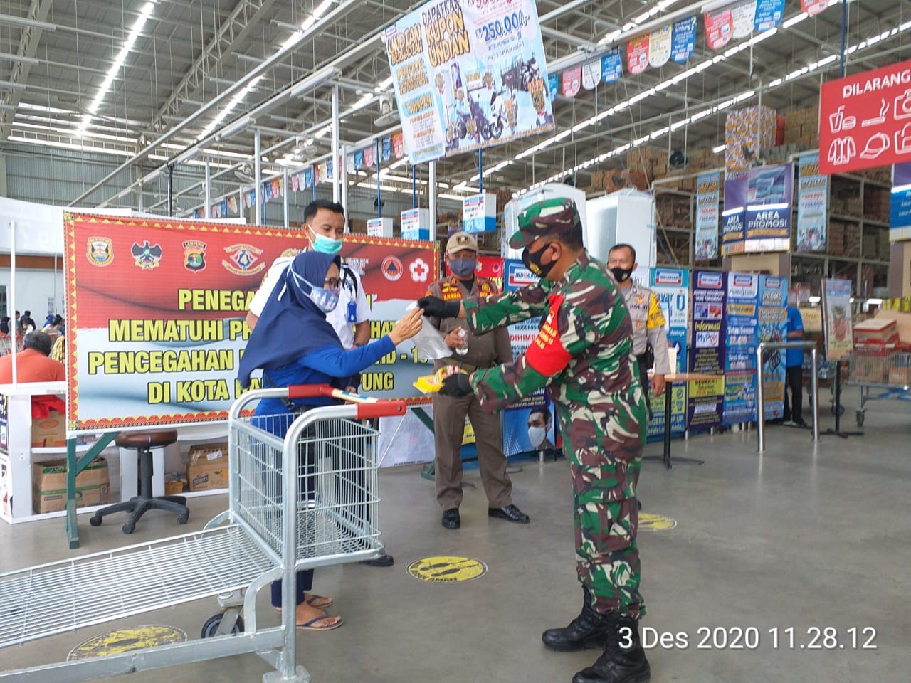 Bersama Gugus Tugas, Kodim 0410/KBL Terus Imbau Masyarakat Patuh Prokes