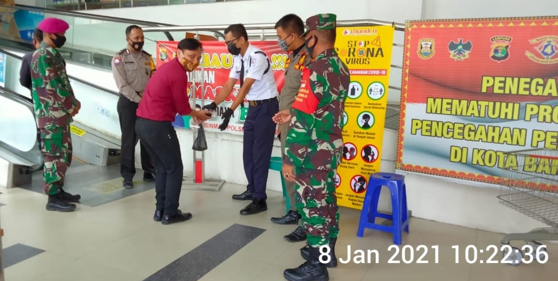 Kodim 0410/KBL Terus Tingkatkan Patuh Prokes ke Warga di Mal