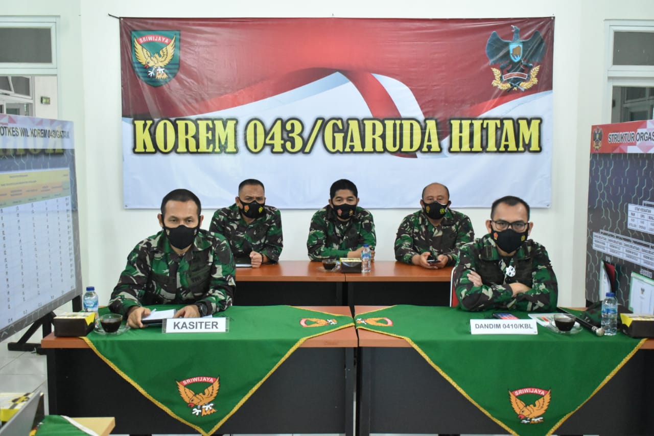 Dandim 0410/KBL Hadiri Rakornister TNI AD Secara Virtual