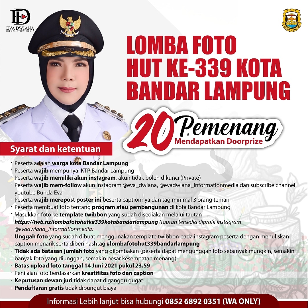 HUT ke-339 Bandarlampung, Bunda Eva Gelar Lomba Foto, Ini Syaratnya