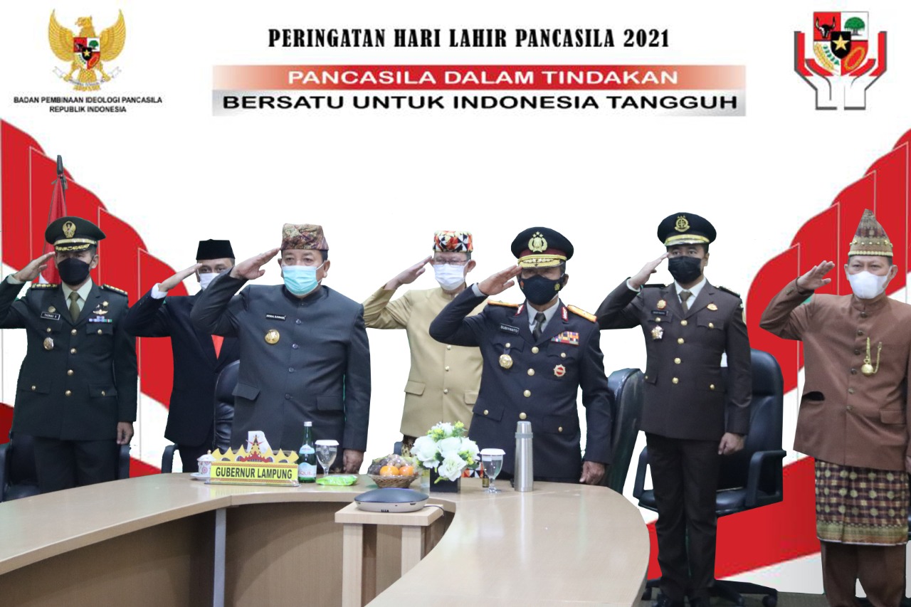 Gubernur Lampung Ikuti Upacara Peringatan Hari Lahir Pancasila Secara Virtual