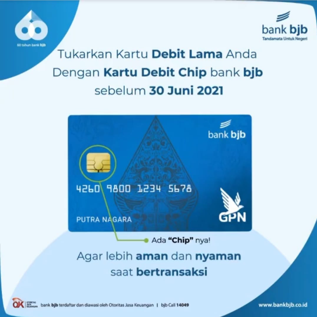 Ganti Kartu ATM bjb Magnetic Stripe dengan Debit Chip Sampai 30 Juni 2021, Ini Perbedaannya