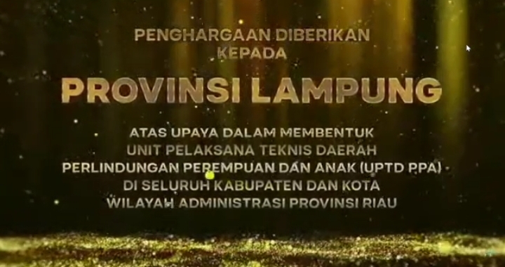 Pemprov Lampung Terima Penghargaan dari Kementerian PPPA