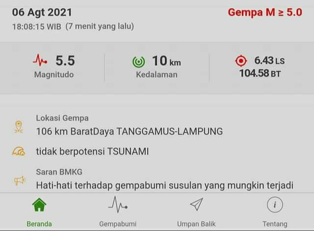 BPBD Tanggamus Ingatkan Warga, Waspada Gempa Susulan