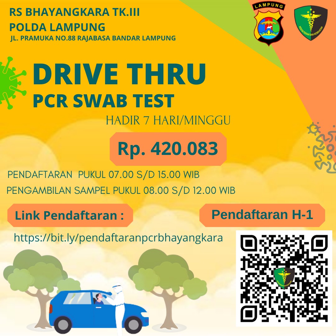 Polda Lampung Buka Layanan Drive Thru PCR Swab Test Covid-19