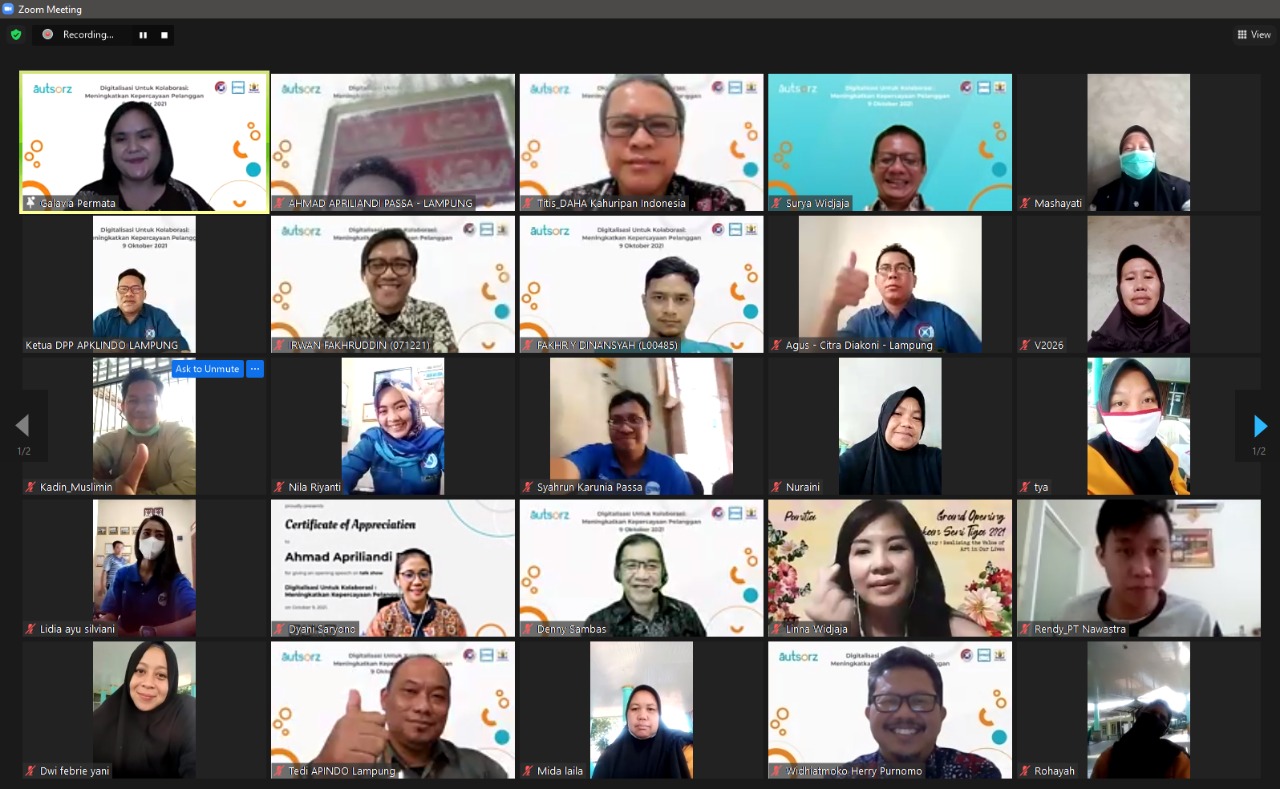 DPP Apklindo Lampung Gelar Webinar Digitalisasi Kolaborasi dengan Kadin dan Apindo