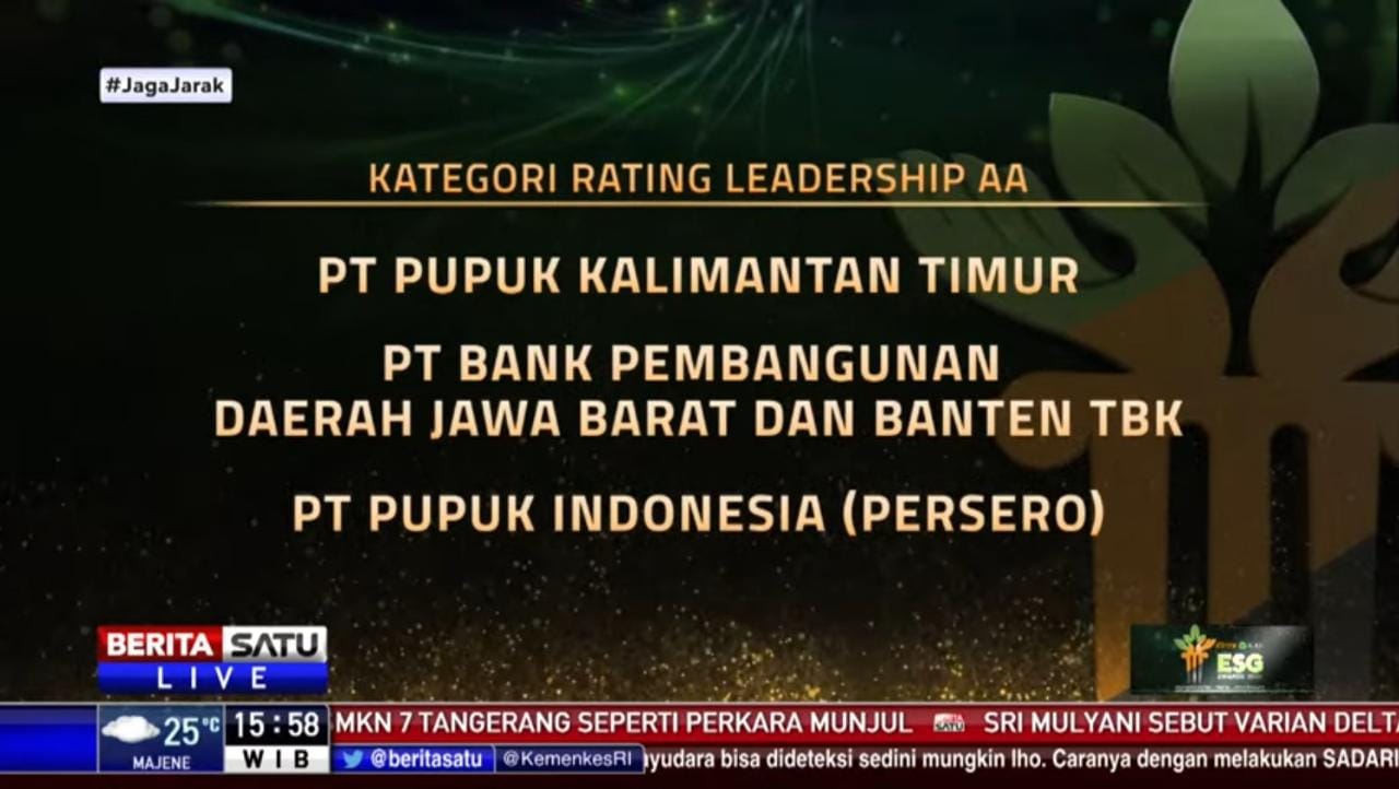 bank bjb Raih Leadership AA dalam ESG Disclosure Awards 2021